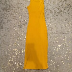 Sugar Sleeveless Ribbed Midi Dress in Mustard